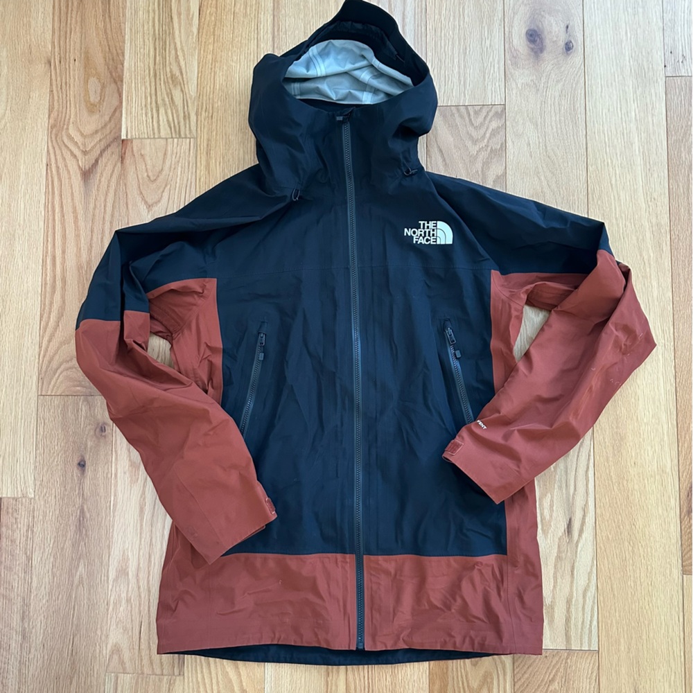 The North Face DryVent waterproof rain jacket black dark orange Large